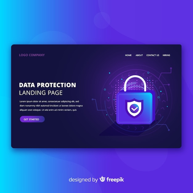 Free vector data protection landing page design