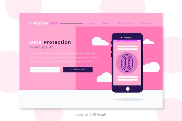 Free Vector data protection landing page design