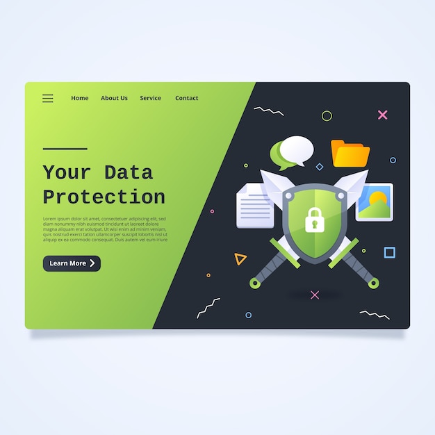 Free Vector data protection landing page