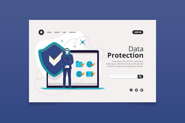 Free Vector data protection landing page