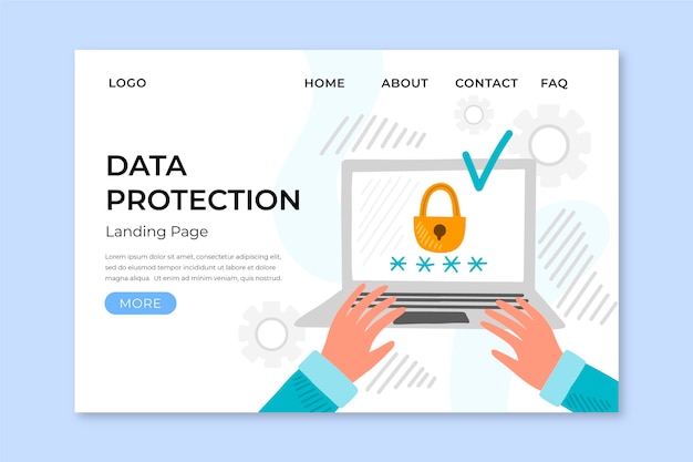 Free Vector data protection landing page