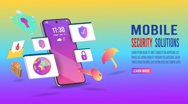 Data protection. Scan fingerprint to mobile phone and tablet. Smartphone ID security system. Digital signature. Biometric Identification, flat illustration isolated on blue background.