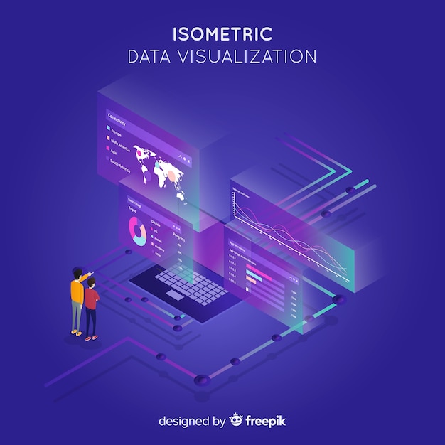 Free Vector data visualization concept isometric background