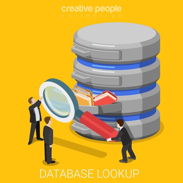 Free Vector database information lookup search flat isometric