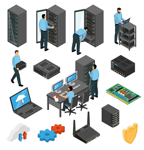 Datacenter Equipment Isometric Set 