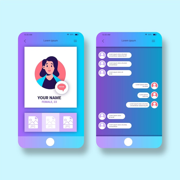 Dating app chat interface set