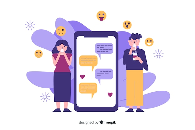 Dating app concept with illustrations 