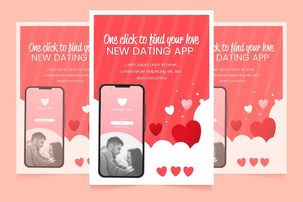 Free Vector dating app  flat poster template