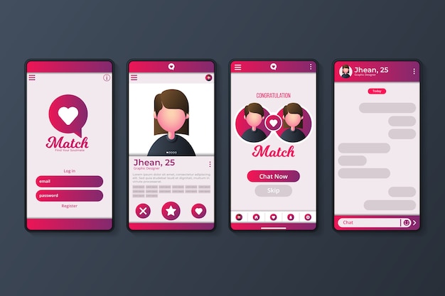 Free vector dating app interface concept