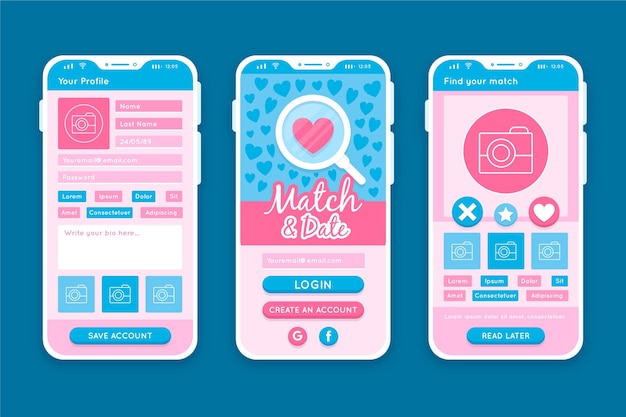 Dating app interface concept