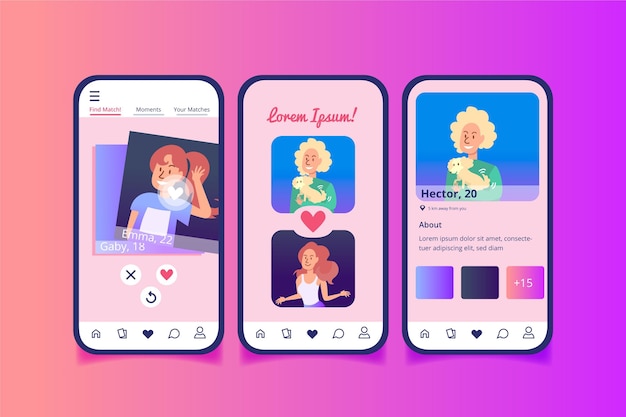 Dating app interface concept