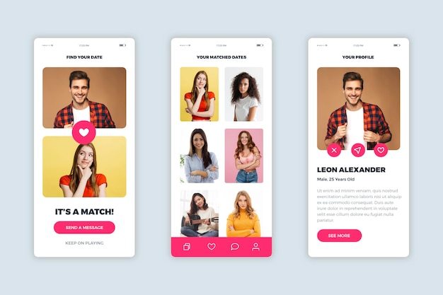 Free Vector dating app interface design