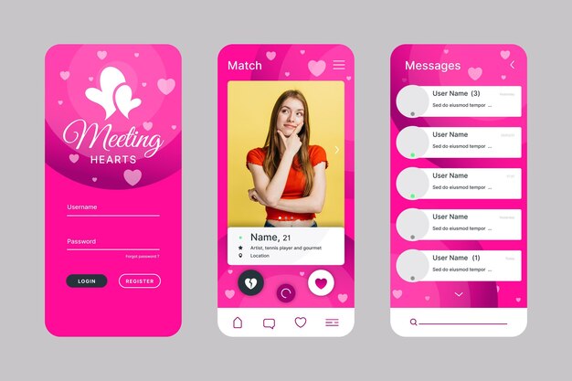 Dating app interface pack