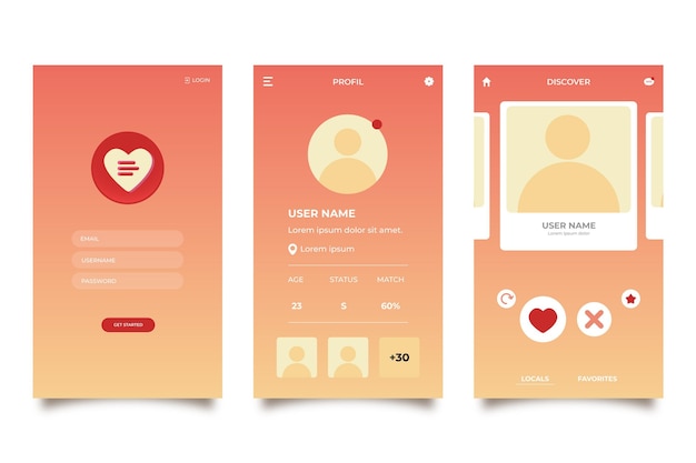 Dating app interface set