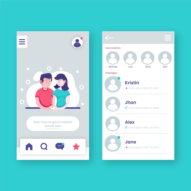 Dating app interface set