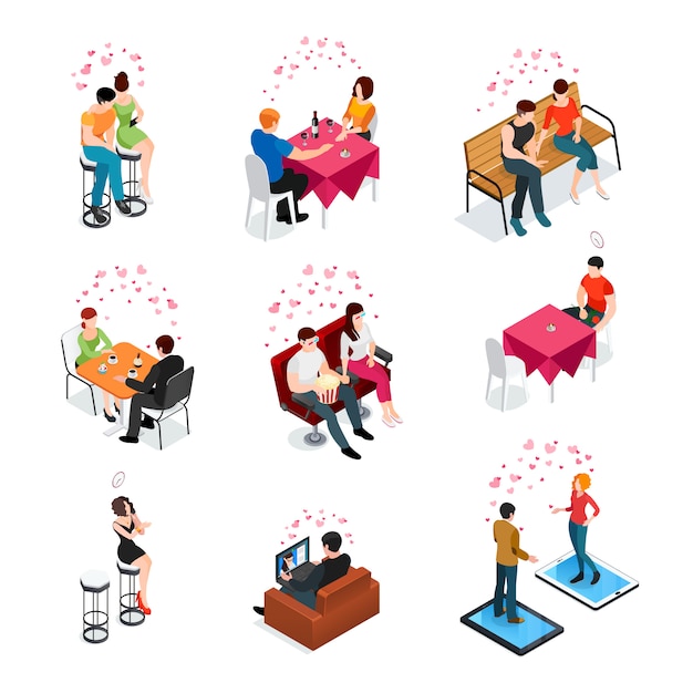 Dating Isolated Isometric Icons