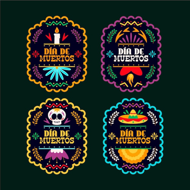 Day of the dead label set