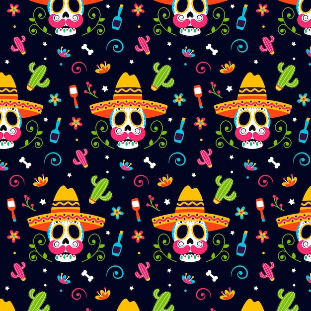 Day of the dead pattern flat design