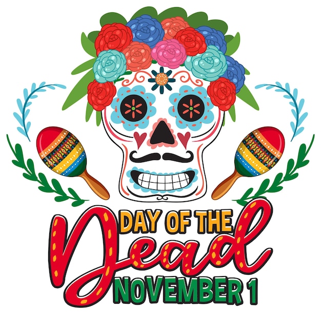 Free Vector day of the dead with calaca skull