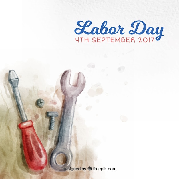 Free Vector day labor background in usa with watercolor tools