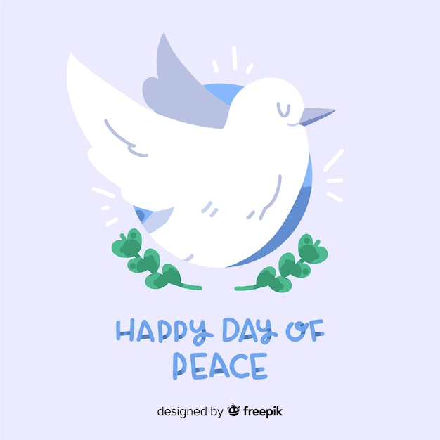 Free Vector day of peace composition with hand drawn white dove