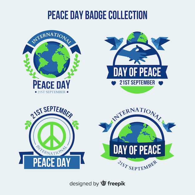 Free Vector day of peace label collection with flat design