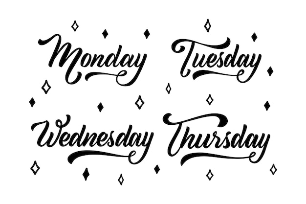 Days of the week lettering collection