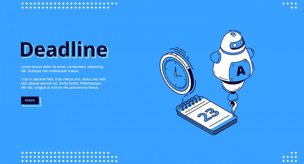 Deadline, time management isometric landing page