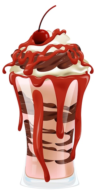 Free Vector decadent cherrytopped chocolate sundae