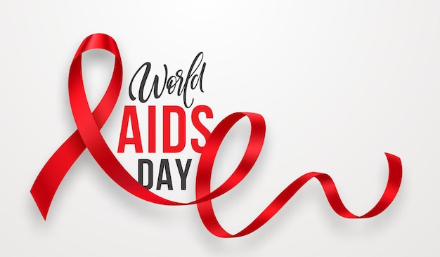 December 1 is World AIDS Day. A realistic red ribbon against AIDS. Hiv Prevention Month. Vector illustration EPS10