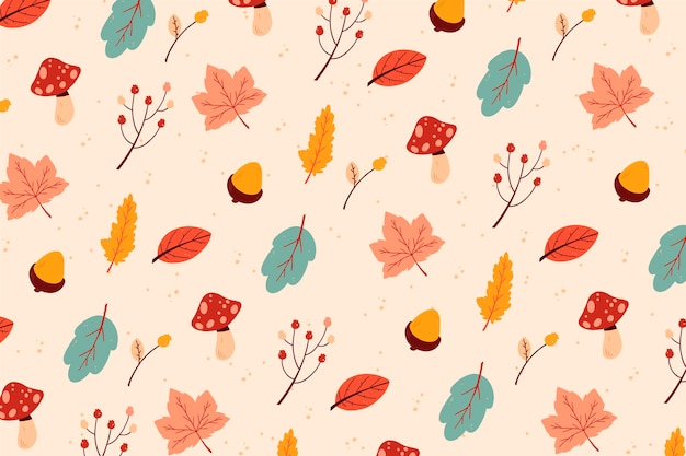 Deciduous leaves hand drawn background