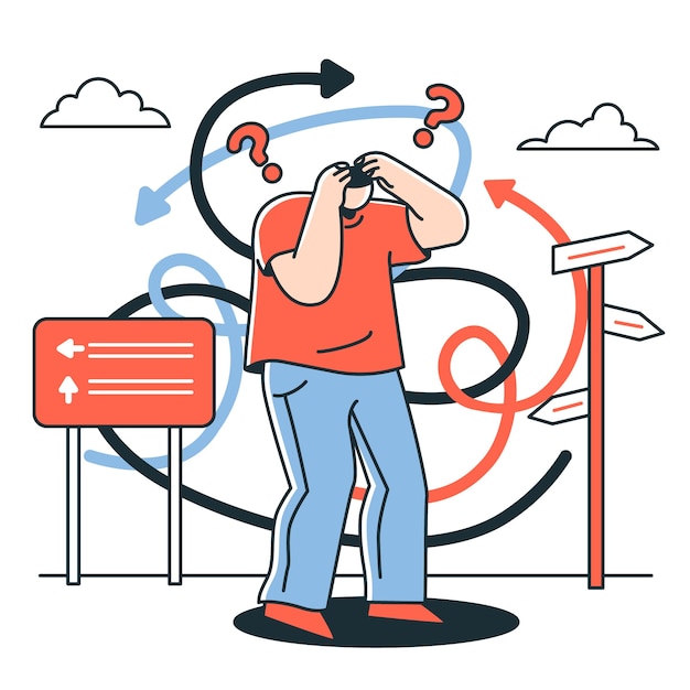 Free vector decision fatigue concept illustration