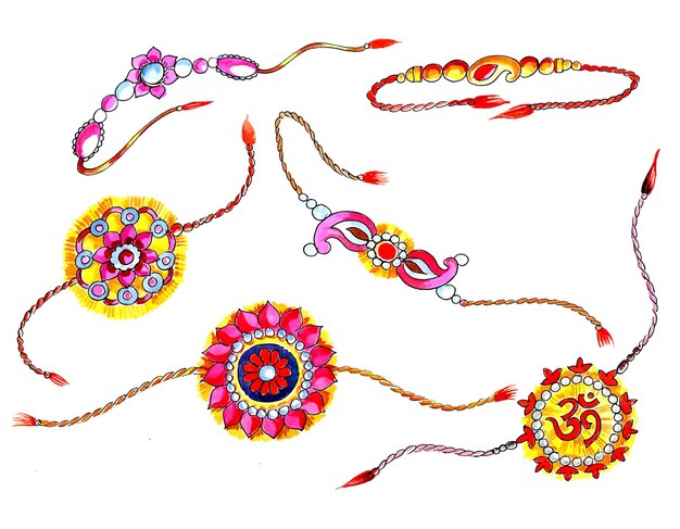 Decorated rakhi set for Indian festival raksha bandhan design