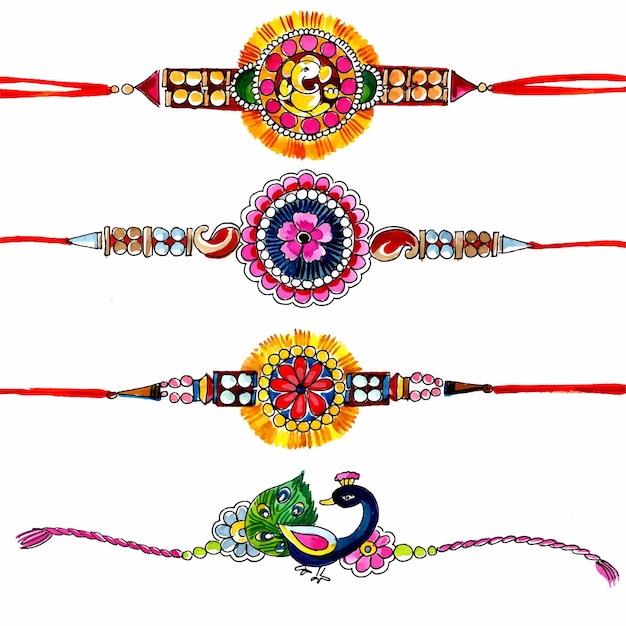 Decorated rakhi set for Indian festival raksha bandhan design