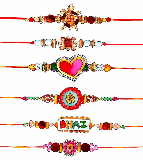 Decorated rakhi set for Indian festival raksha bandhan design