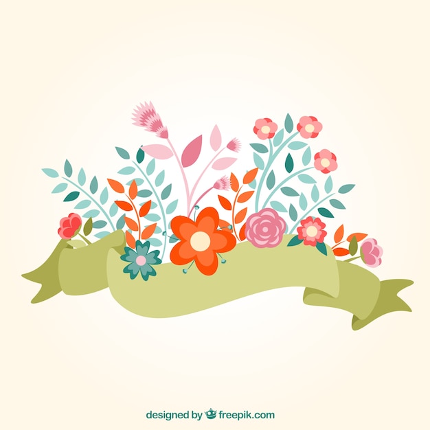 Free Vector decorated ribbon with flowers