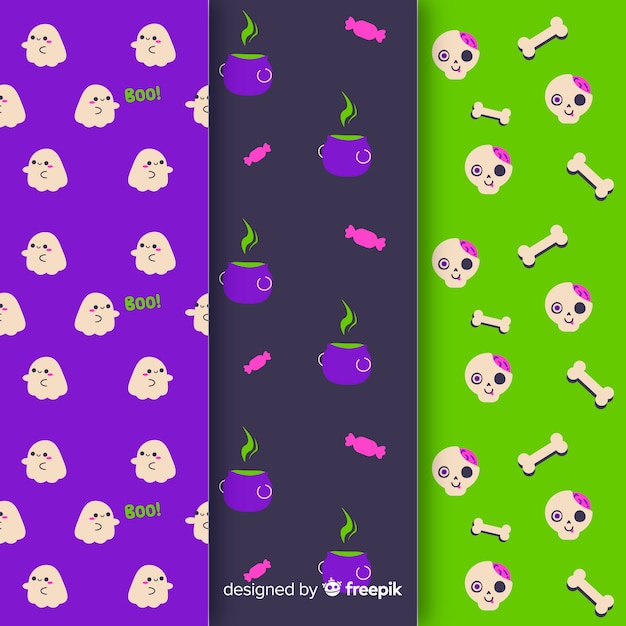 Free Vector decoration collection of seamless halloween pattern 