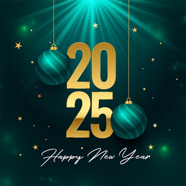 Free Vector decorative 2025 new year eve background hanging xmas bauble