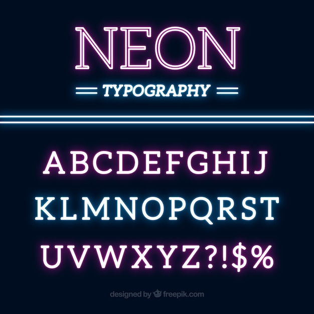 Free Vector decorative alphabet made of neon lights