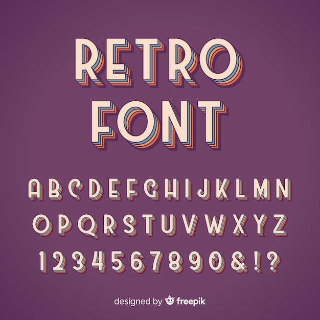 Decorative alphabet template retro stytle