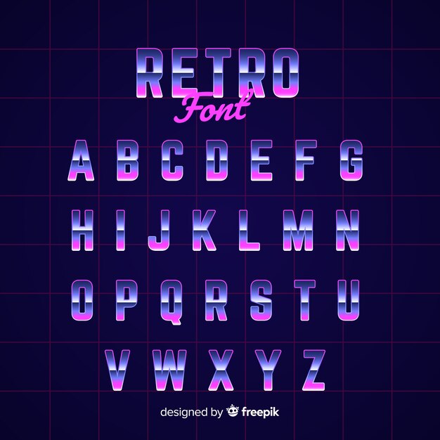 Decorative alphabet template retro stytle