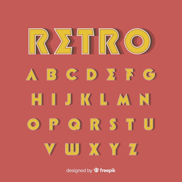 Decorative alphabet template retro stytle