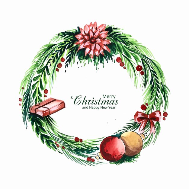 Decorative artistic christmas wreath holiday card background