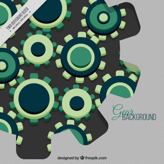 Free vector decorative background of gears in green tones