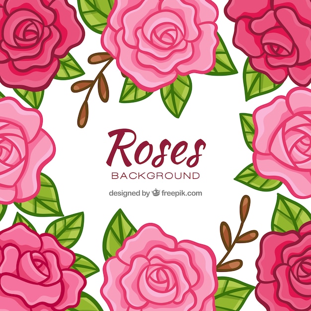 Free Vector decorative background of hand drawn roses