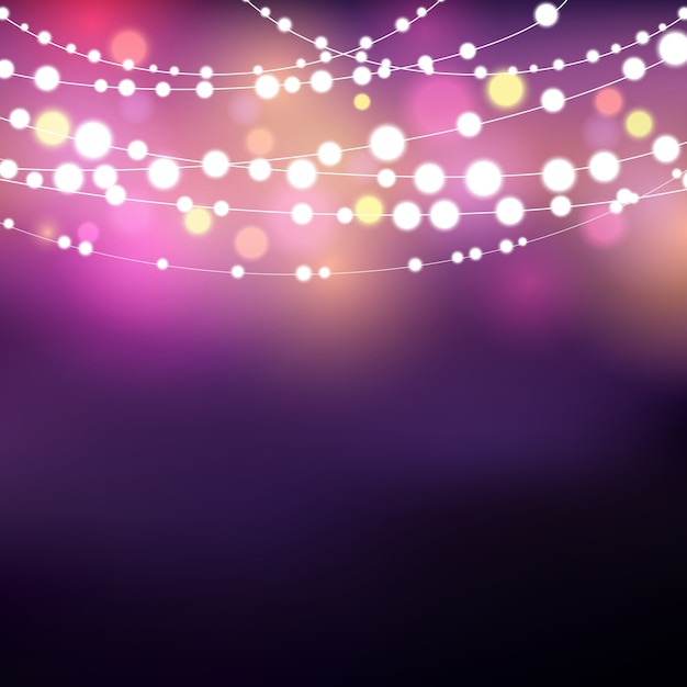 Free Vector decorative background with glowing string lights