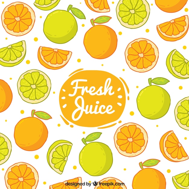 Free Vector decorative background with hand-drawn oranges and lemons