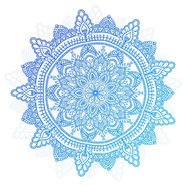 Decorative blue mandala on white background