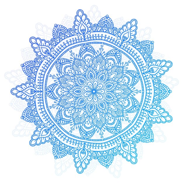 Decorative blue mandala on white background