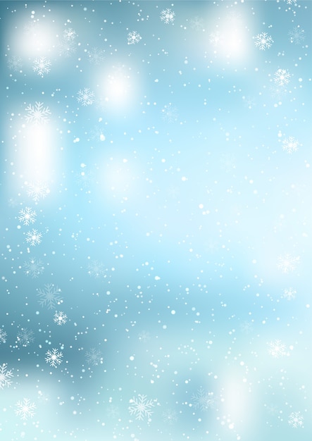 Decorative Christmas background of falling snowflakes